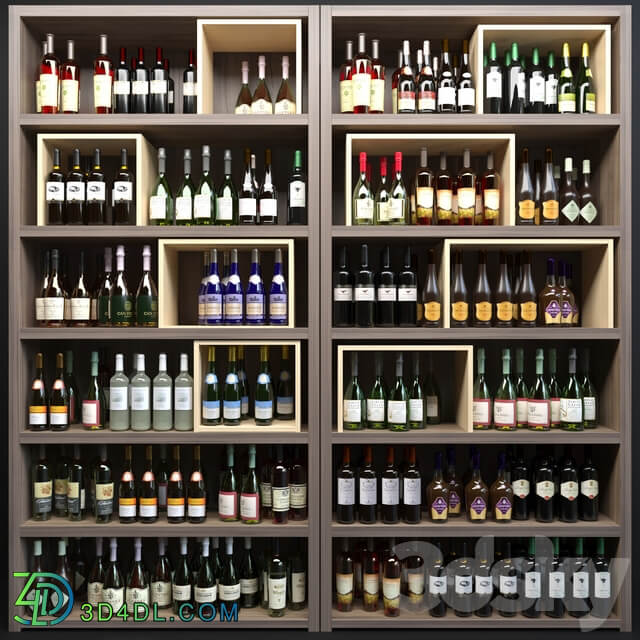 Large wine cabinet with sparkling wine. Wine collection Miscellaneous 3D Models