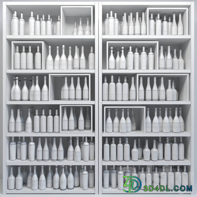Large wine cabinet with sparkling wine. Wine collection Miscellaneous 3D Models