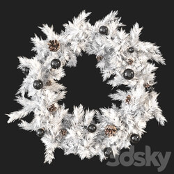 Christmas wreath with toys and pine cones 