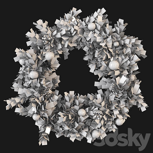 Christmas wreath with toys and pine cones