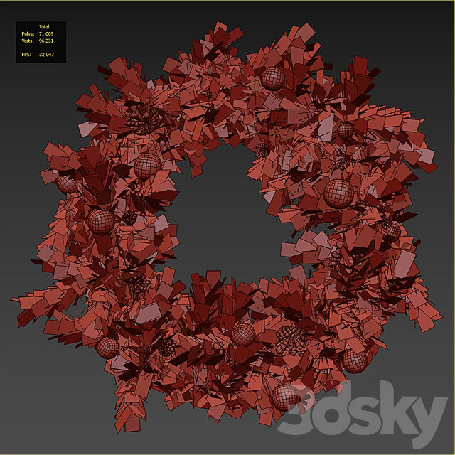 Christmas wreath with toys and pine cones