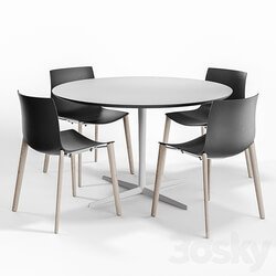 Table Chair Arper CATIFA 46 WOOD LEGS and EOLO Table 