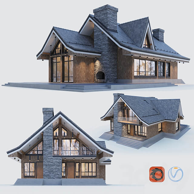 Modern half timbered house with a residential attic