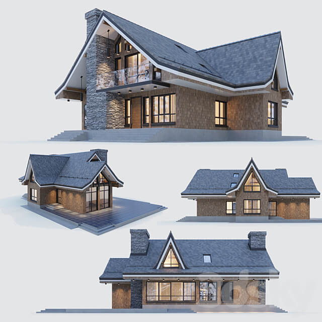 Modern half timbered house with a residential attic