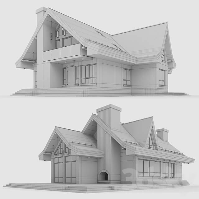 Modern half timbered house with a residential attic