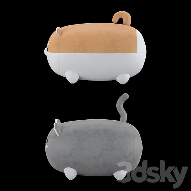 Stuffed toys cat and dog