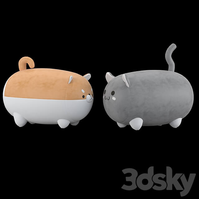 Stuffed toys cat and dog