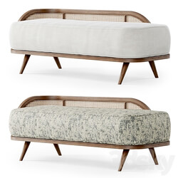 Garden ottoman LM Wooden rattan bench 