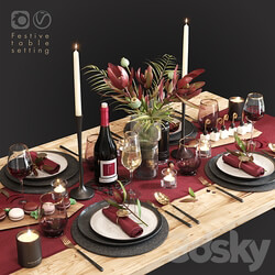Fe s t i v e t a b l e s e t t i n g Food and drinks 3D Models 