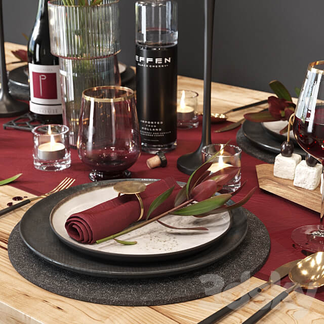 Fe s t i v e t a b l e s e t t i n g Food and drinks 3D Models