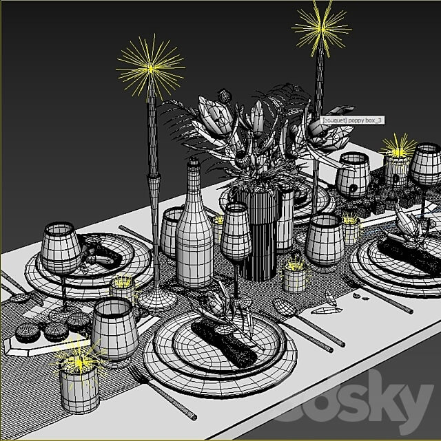 Fe s t i v e t a b l e s e t t i n g Food and drinks 3D Models