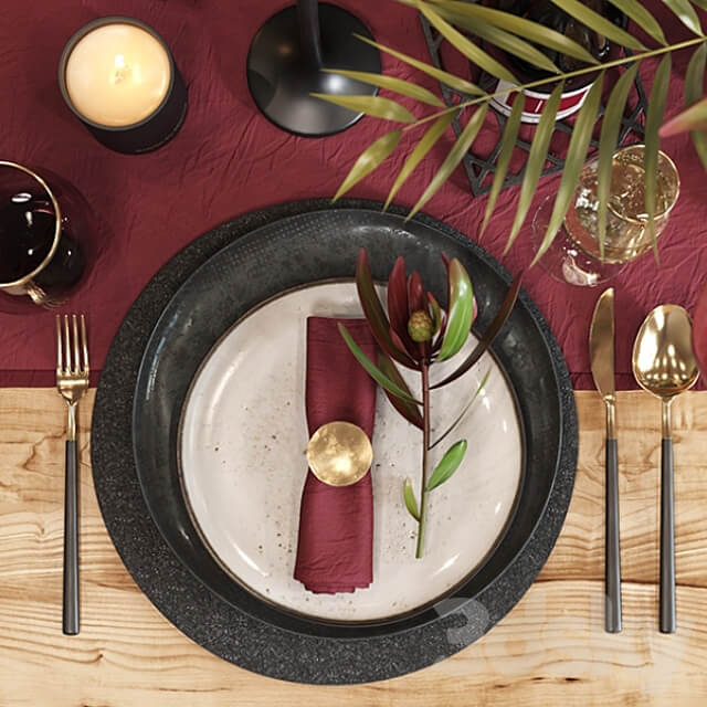 Fe s t i v e t a b l e s e t t i n g Food and drinks 3D Models