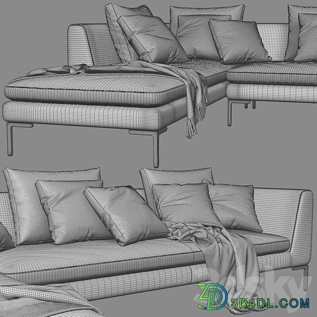 B B Charles Chaise Longue Sofa