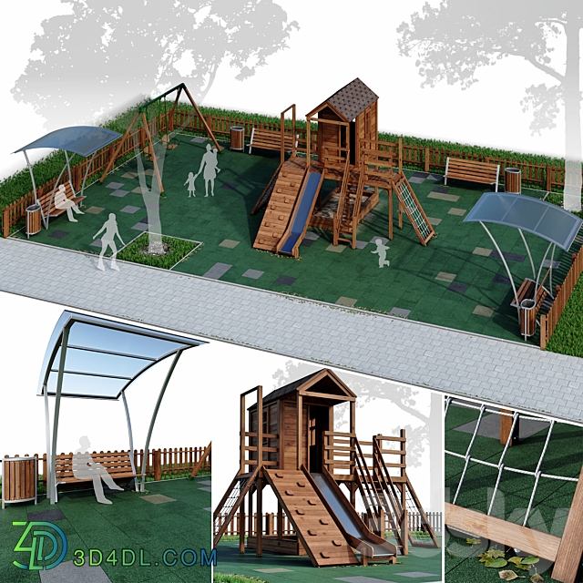 Children playground Forest House . 3D Models