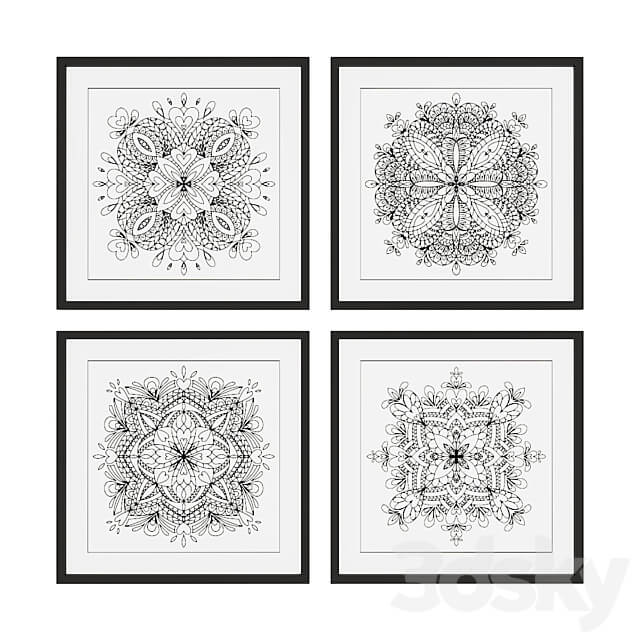 Set of pictures with mandalas