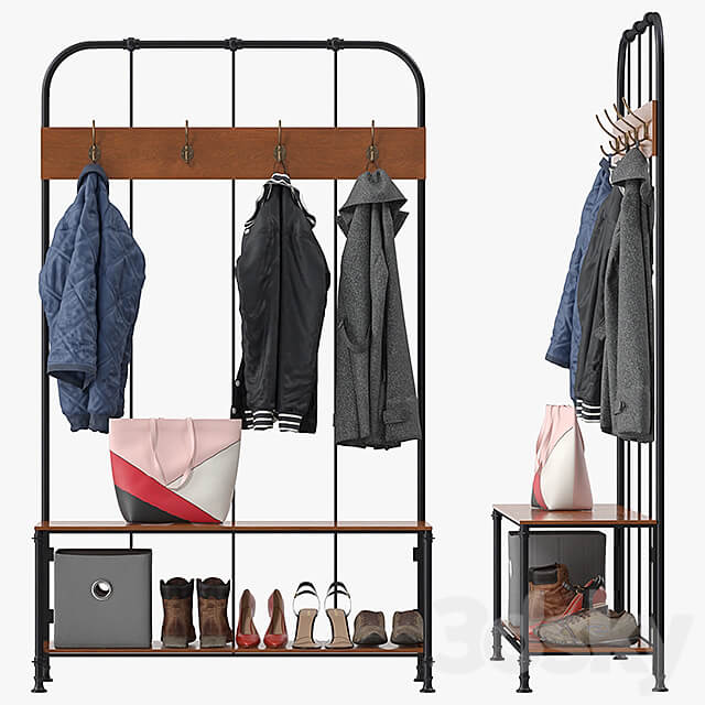 Clothes Wood metal hall tree
