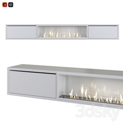 TV cabinet with built in bio fireplace 