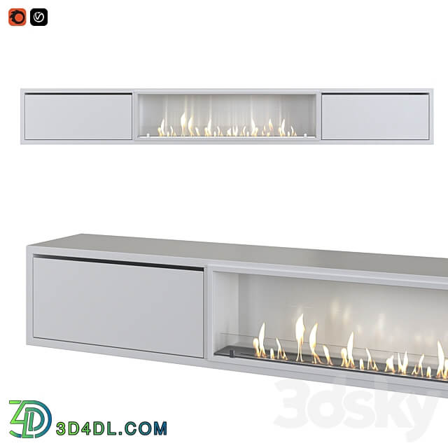 TV cabinet with built in bio fireplace