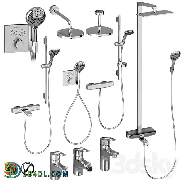 Faucet HANSGROHE Set 4 Ecostat Raindance Novus Loop with adjustable watering can