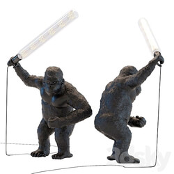Table Lamp Animal Fighting Kong Mat Black 