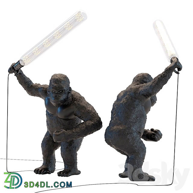 Table Lamp Animal Fighting Kong Mat Black