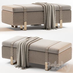 Modern Italian Designer Quilted Leather Ottoman Bench 