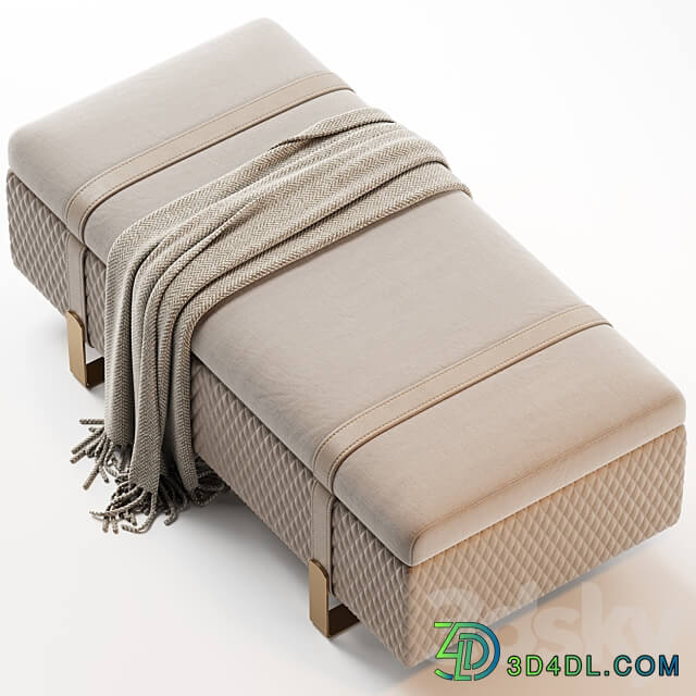Modern Italian Designer Quilted Leather Ottoman Bench