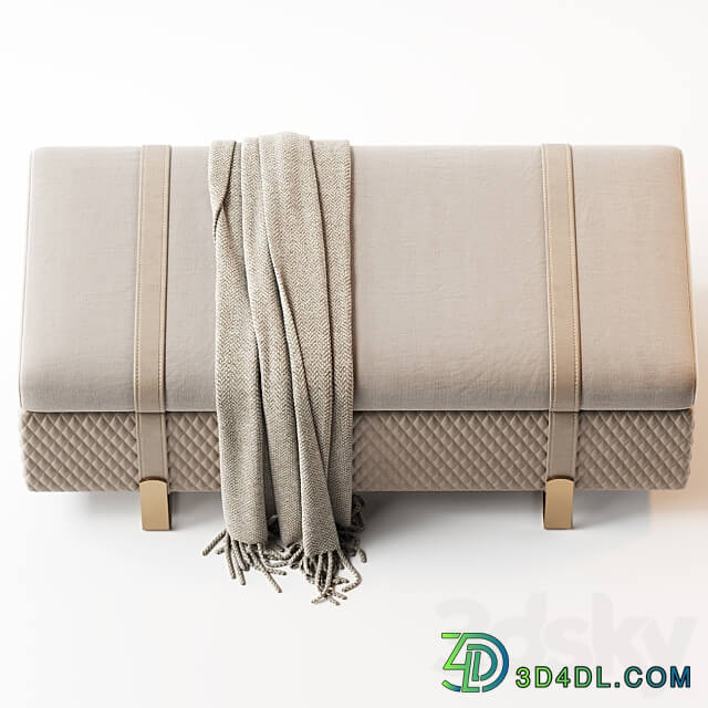 Modern Italian Designer Quilted Leather Ottoman Bench