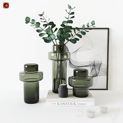 Decorative set with Glass Vase 