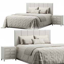 Bed Striped Headboard Bed 
