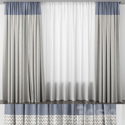 Blue curtains with arrows 