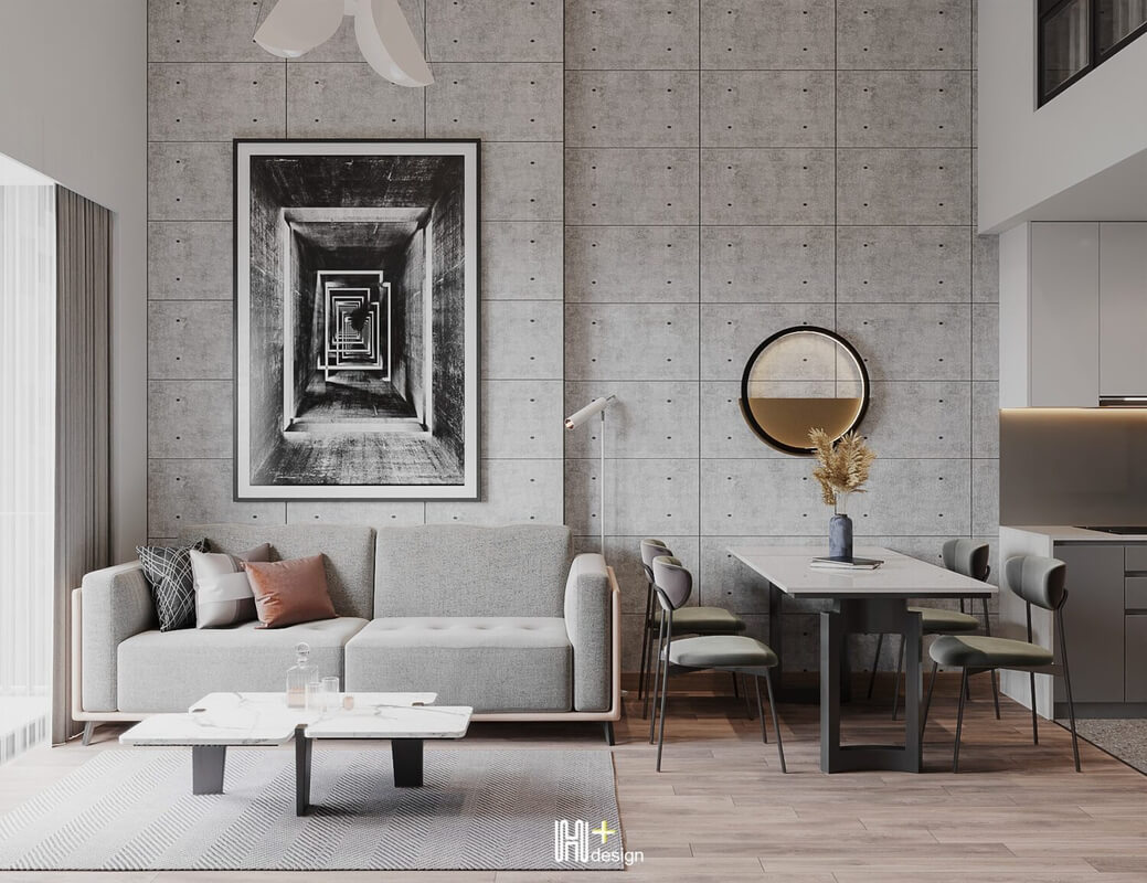  3D Living Room - Kitchen Interior By Nguyen Tuan Hai