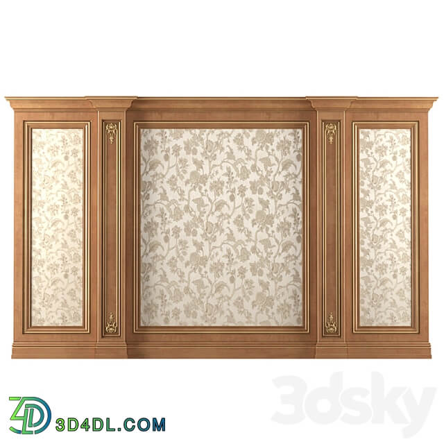 Wall wood boiserie paneling