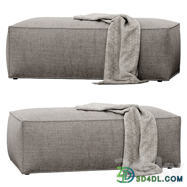 Cosima fabric and leather pouf large by bolia