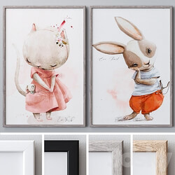 Set of framed paintings 1138 