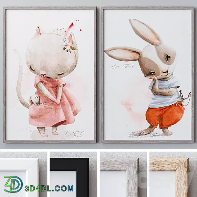 Set of framed paintings 1138