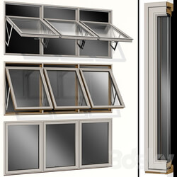 Top swing hinged wooden metal window 