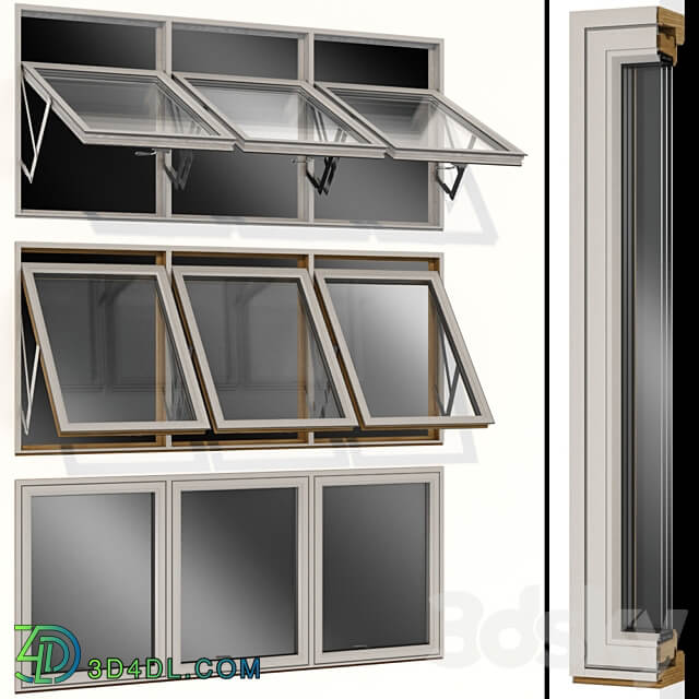 Top swing hinged wooden metal window