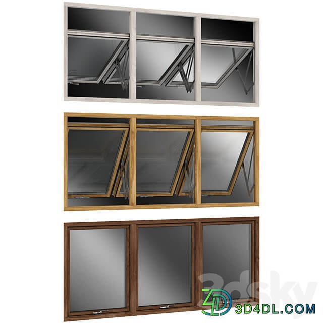 Top swing hinged wooden metal window
