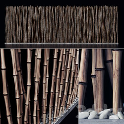 Screen long bamboo thin pebble decor n1 Long screen made of thin bamboo branches No. 1 