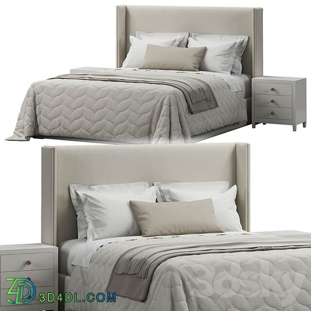 Bed King Antwerp Upholstered Wingback Headboard Bed