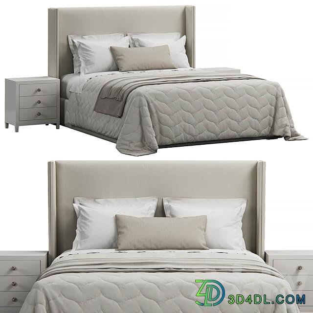 Bed King Antwerp Upholstered Wingback Headboard Bed