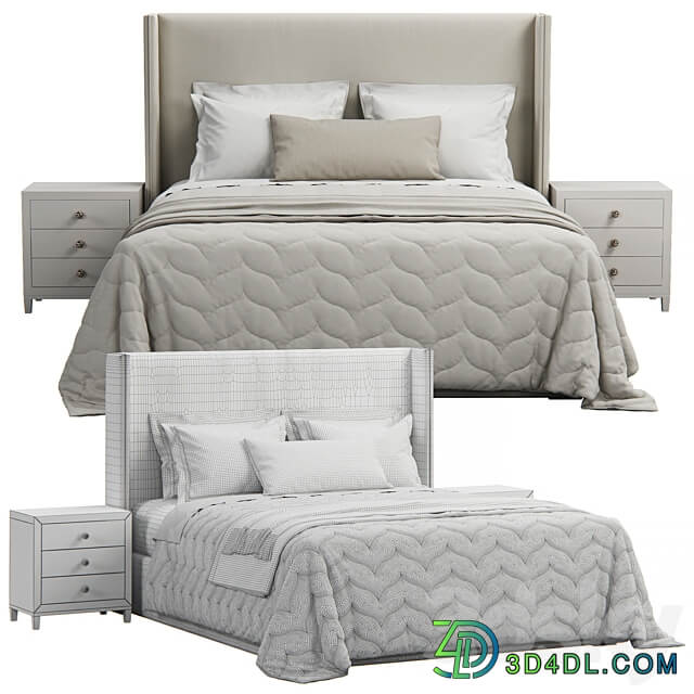 Bed King Antwerp Upholstered Wingback Headboard Bed