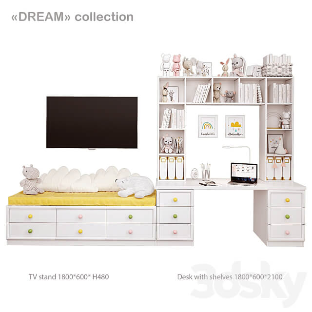 Miscellaneous Arbuzov Studio Dream Collection Tv and Desk with Shelves