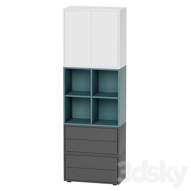 Combined cabinet with legs 70x35x212 cm EKET Wardrobe Display cabinets 3D Models