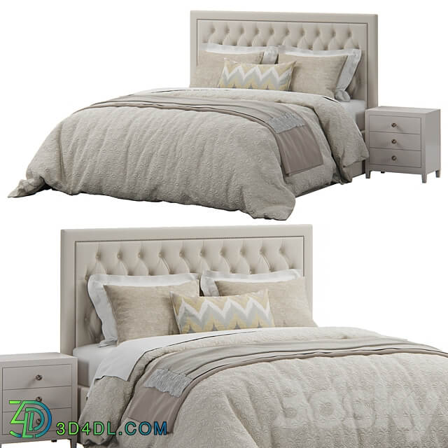 Bed Osborne Fabric King Sized Tufted Headboard Bed