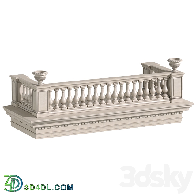 Facade element Classic balcony with balustrade. Classic balcony balustrade