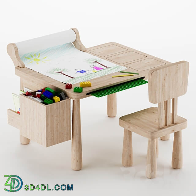 Table Chair Wood Tidy Activity Table
