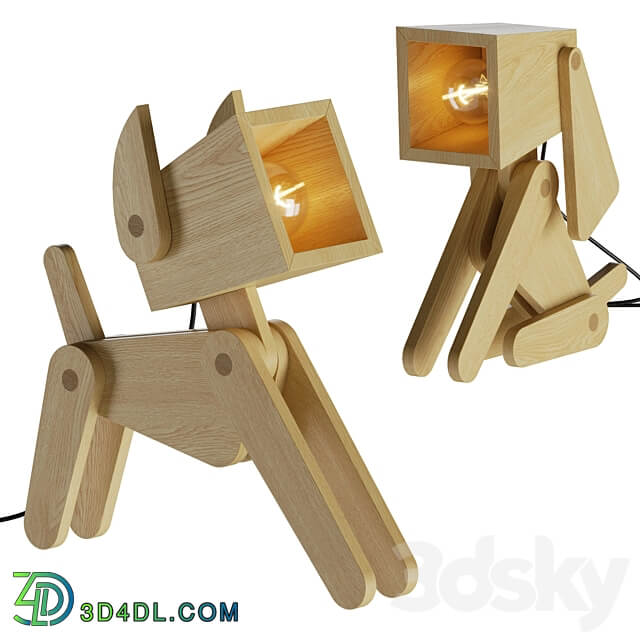 Dog Adjustable Wooden Table Lamp