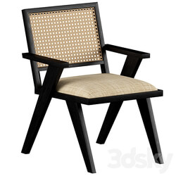 Annette Black Upholstered cane dining chair 